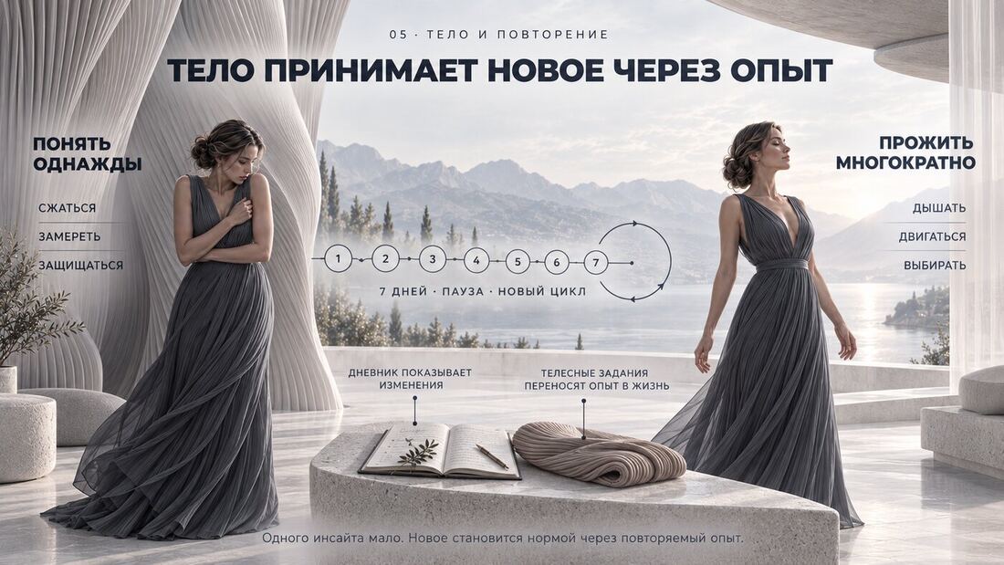 Тело принимает новое через повторяемый опыт